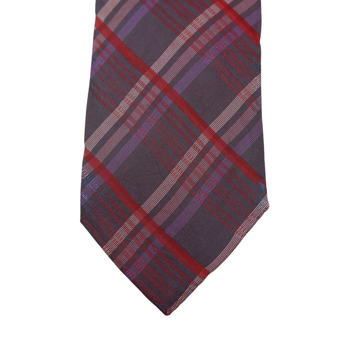a16340 6 Hugo Boss Tie Silk Purple Check Italy (US Import Tax Included) มุมที่ 6