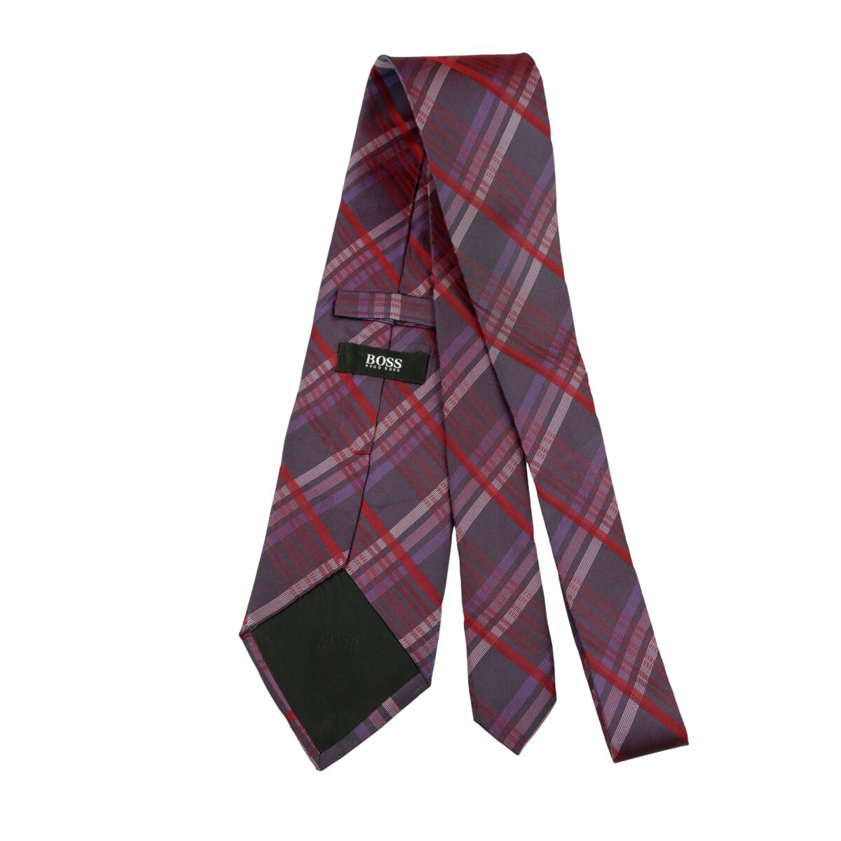 a16340 7 Hugo Boss Tie Silk Purple Check Italy (US Import Tax Included) มุมที่ 7