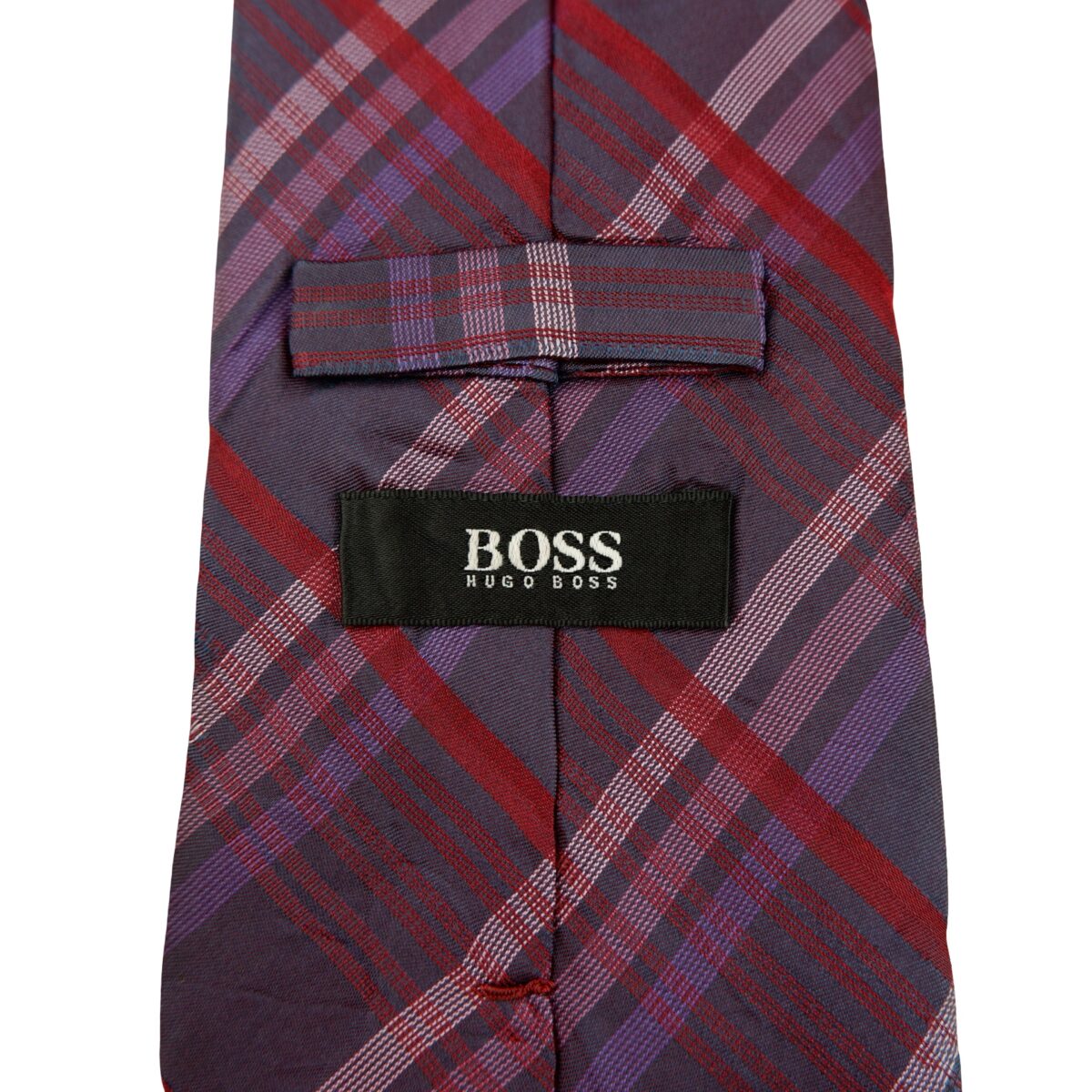 a16340 9 Hugo Boss Tie Silk Purple Check Italy (US Import Tax Included) มุมที่ 9