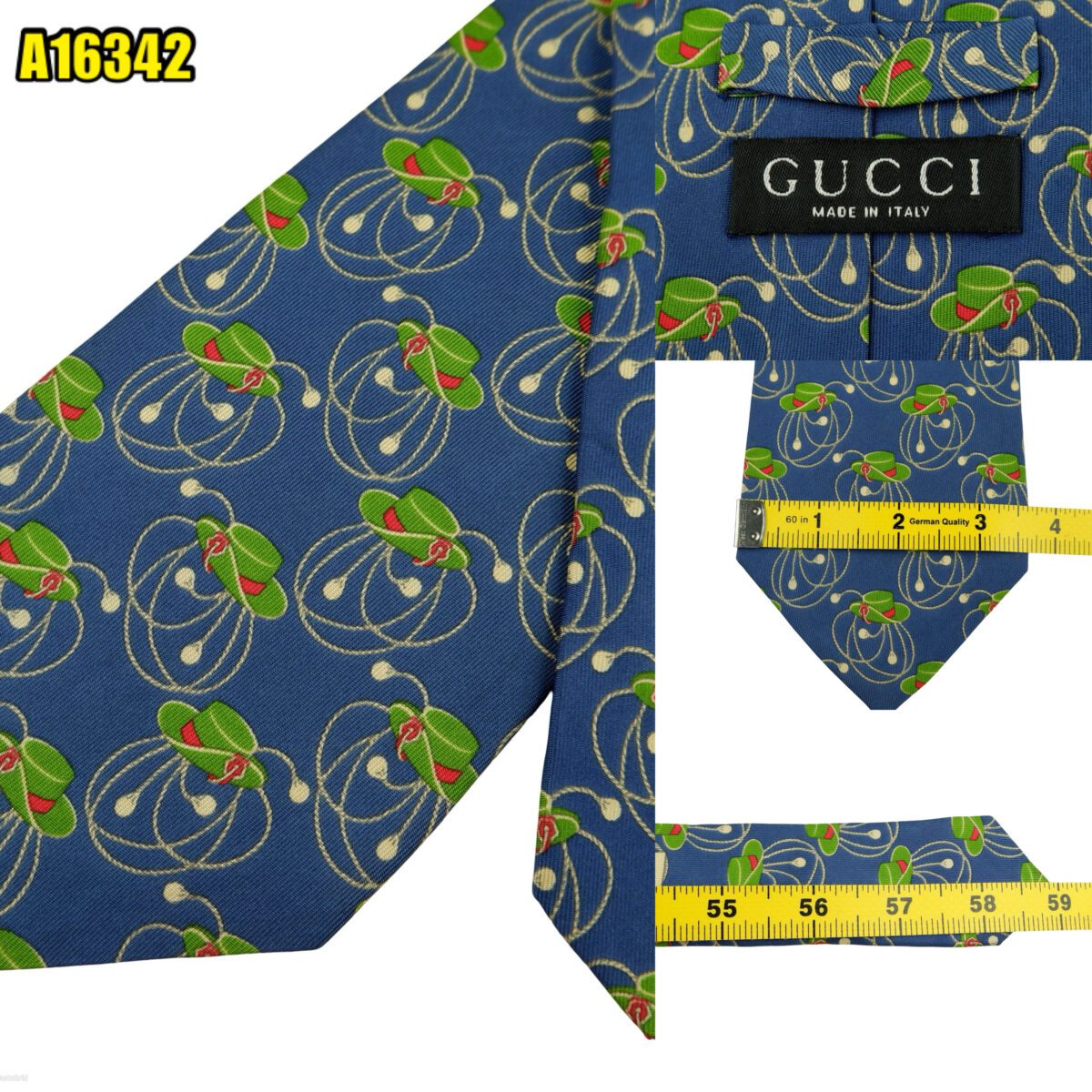 created by photogrid Gucci Tie Silk Blue Hat Pattern Italy (US Import Tax Included) มุมที่ 1