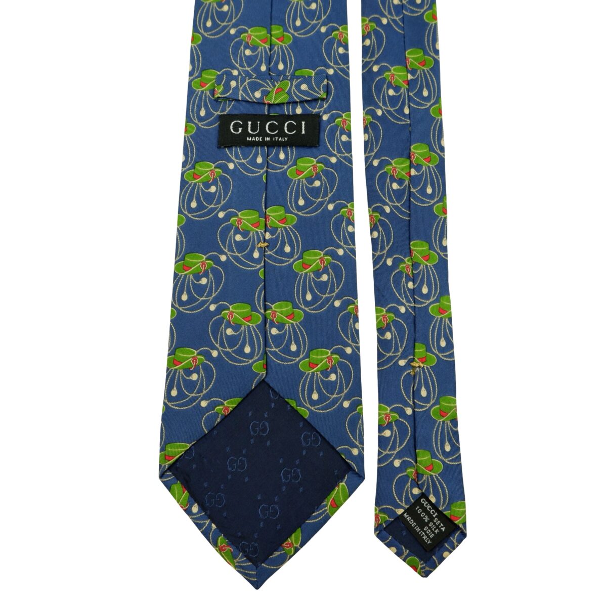 a16342 4 Gucci Tie Silk Blue Hat Pattern Italy (US Import Tax Included) มุมที่ 4