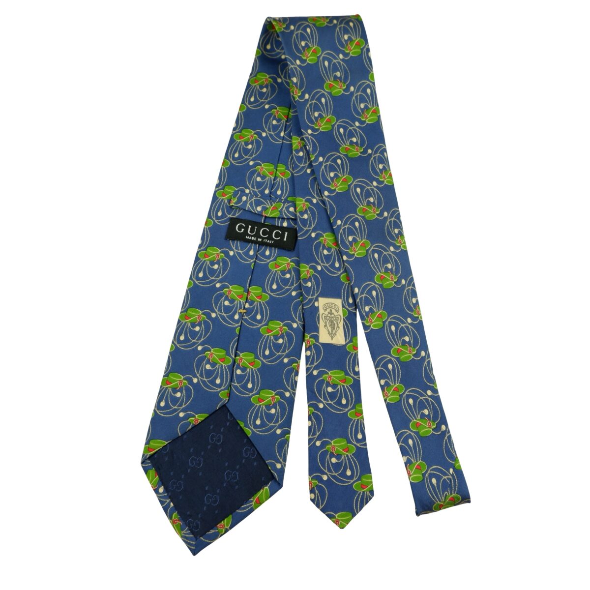 a16342 7 Gucci Tie Silk Blue Hat Pattern Italy (US Import Tax Included) มุมที่ 7