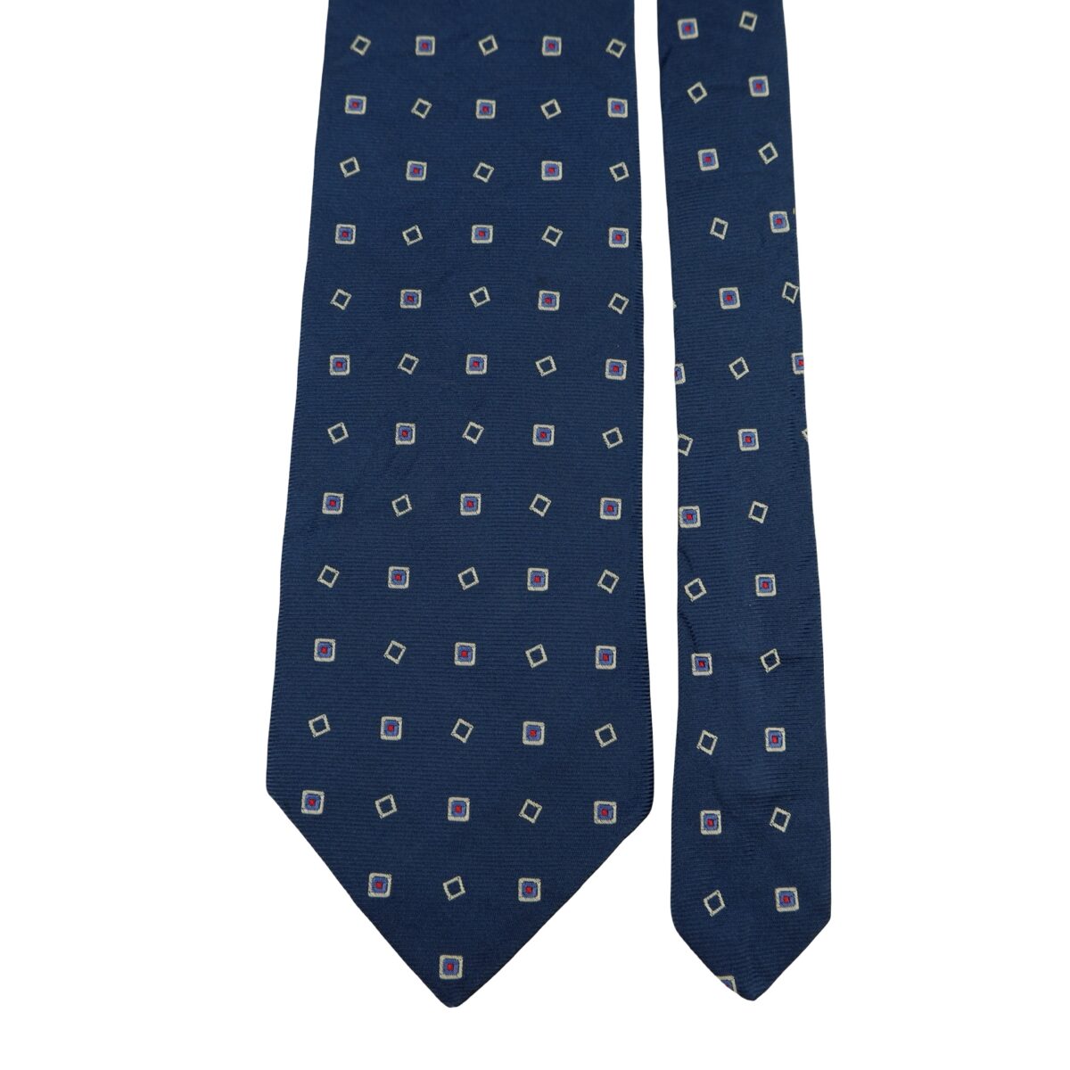 a16345 3 Brooks Brothers Tie Silk Dark Navy Geometric USA (US Import Tax Included) มุมที่ 3