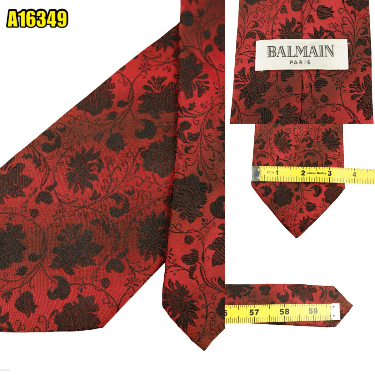 created by photogrid Balmain Tie Silk Red Floral Vine Korea (US Import Tax Included) มุมที่ 1