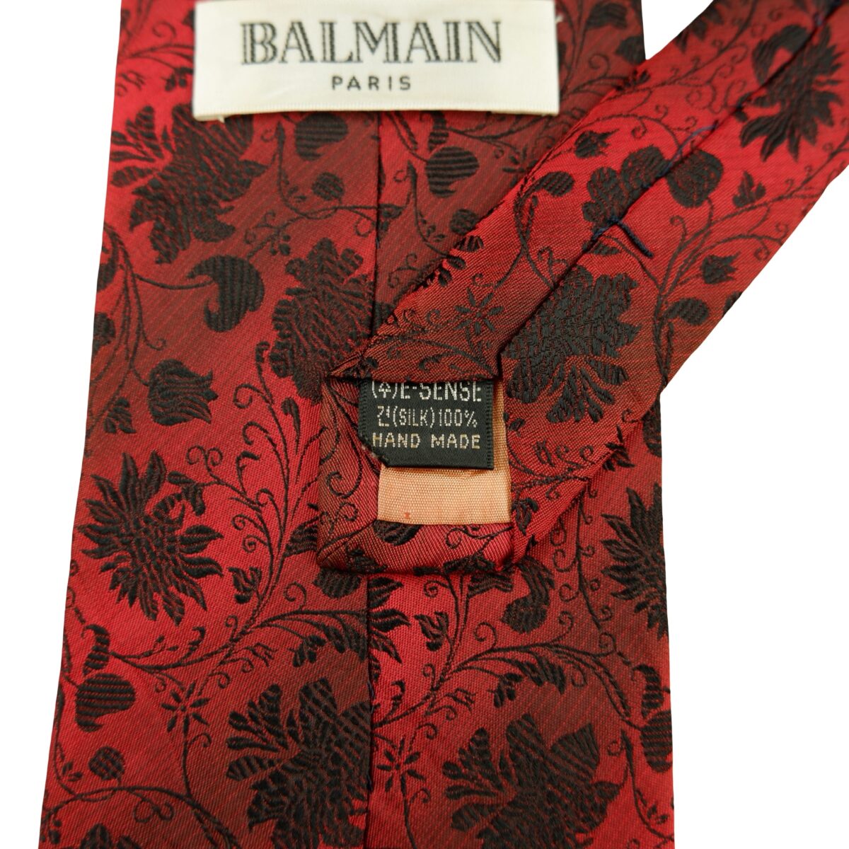 a16349 10 Balmain Tie Silk Red Floral Vine Korea (US Import Tax Included) มุมที่ 10