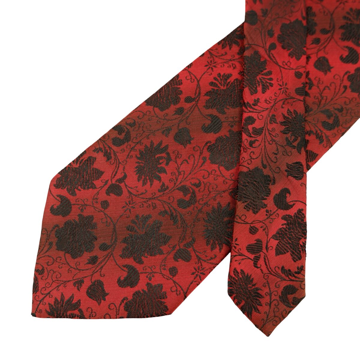 a16349 2 Balmain Tie Silk Red Floral Vine Korea (US Import Tax Included) มุมที่ 2