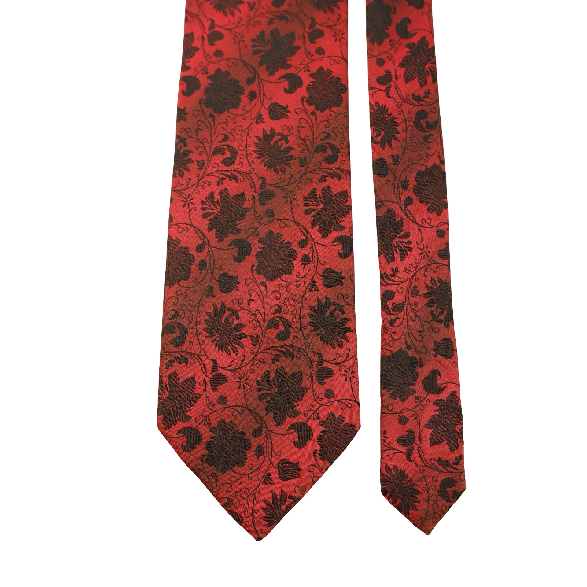 a16349 3 Balmain Tie Silk Red Floral Vine Korea (US Import Tax Included) มุมที่ 3