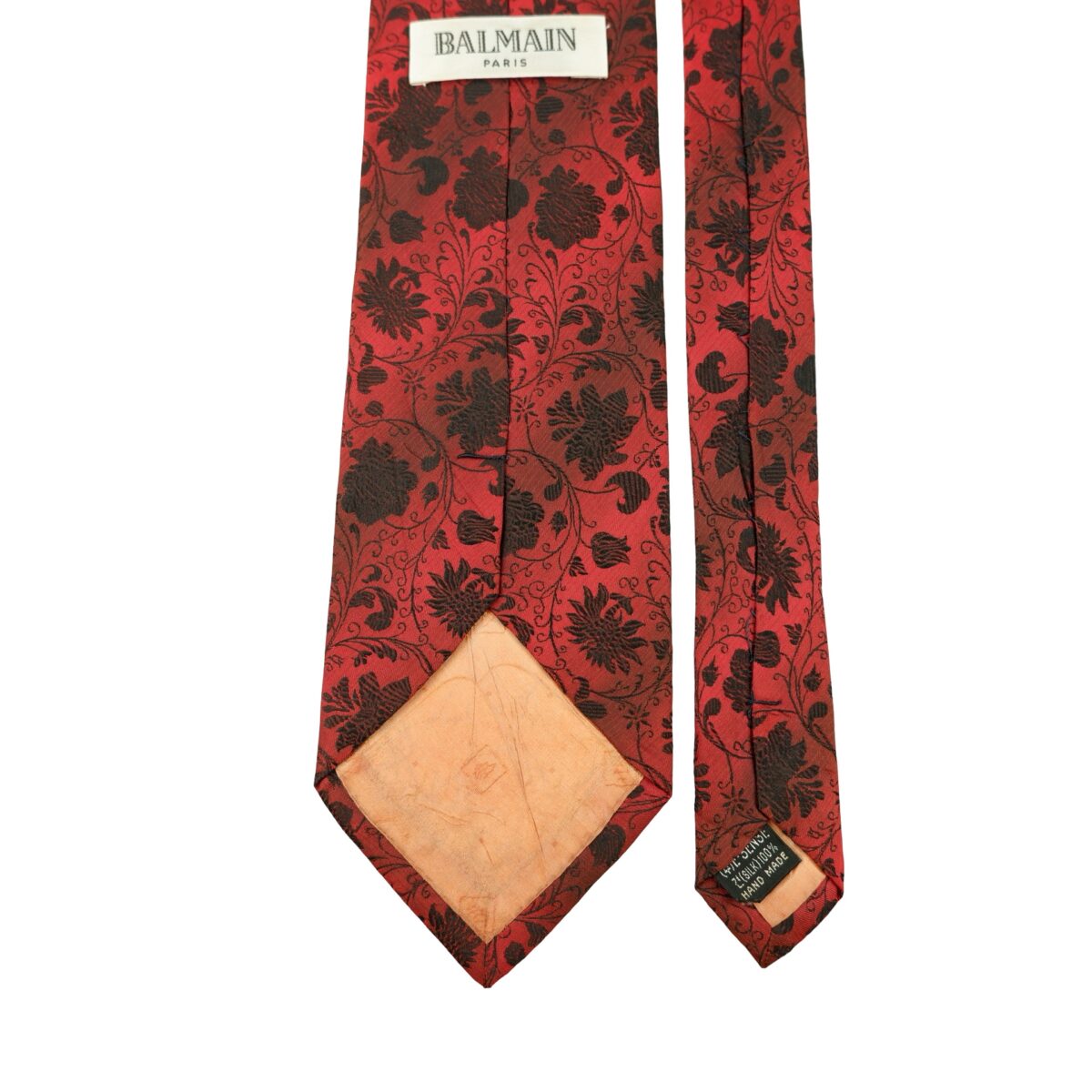 a16349 4 Balmain Tie Silk Red Floral Vine Korea (US Import Tax Included) มุมที่ 4