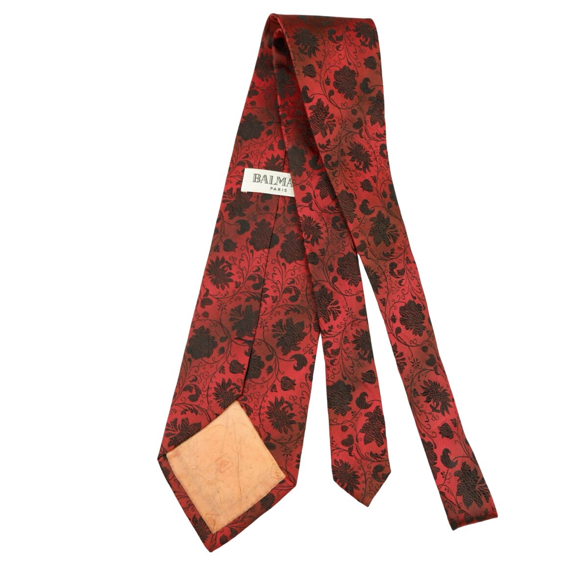 a16349 7 Balmain Tie Silk Red Floral Vine Korea (US Import Tax Included) มุมที่ 7