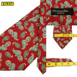 Christian Dior Tie Silk Red Paisley Pattern USA (US Import Tax Included) มุมที่ 1