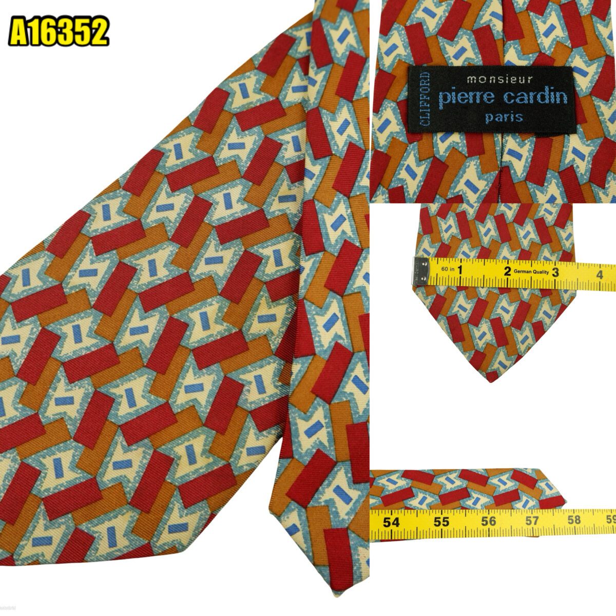 Pierre Cardin Tie Silk Multicolor Geometric (US Import Tax Included) | mesabb clothing Pierre Cardin Tie Silk Multicolor Geometric (US Import Tax Included) มุมที่ 1