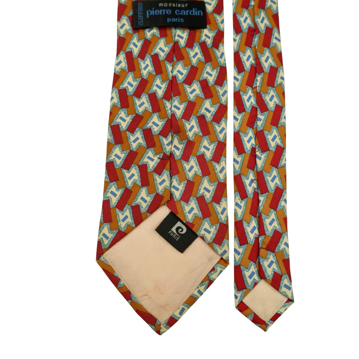 Pierre Cardin Tie Silk Multicolor Geometric (US Import Tax Included) | mesabb clothing Pierre Cardin Tie Silk Multicolor Geometric (US Import Tax Included) มุมที่ 4