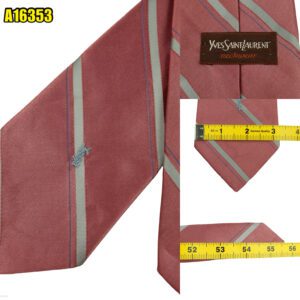 Yves Saint Laurent Tie Silk Light Red Stripe  (US Import Tax Included) มุมที่ 1