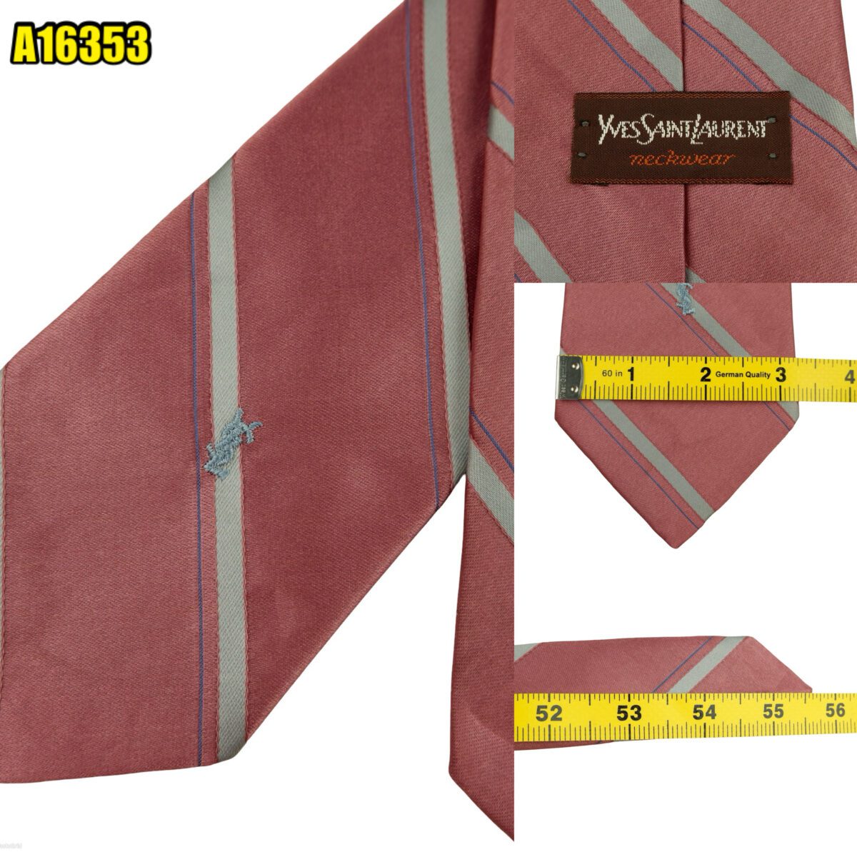 created by photogrid Yves Saint Laurent Tie Silk Light Red Stripe (US Import Tax Included) มุมที่ 1
