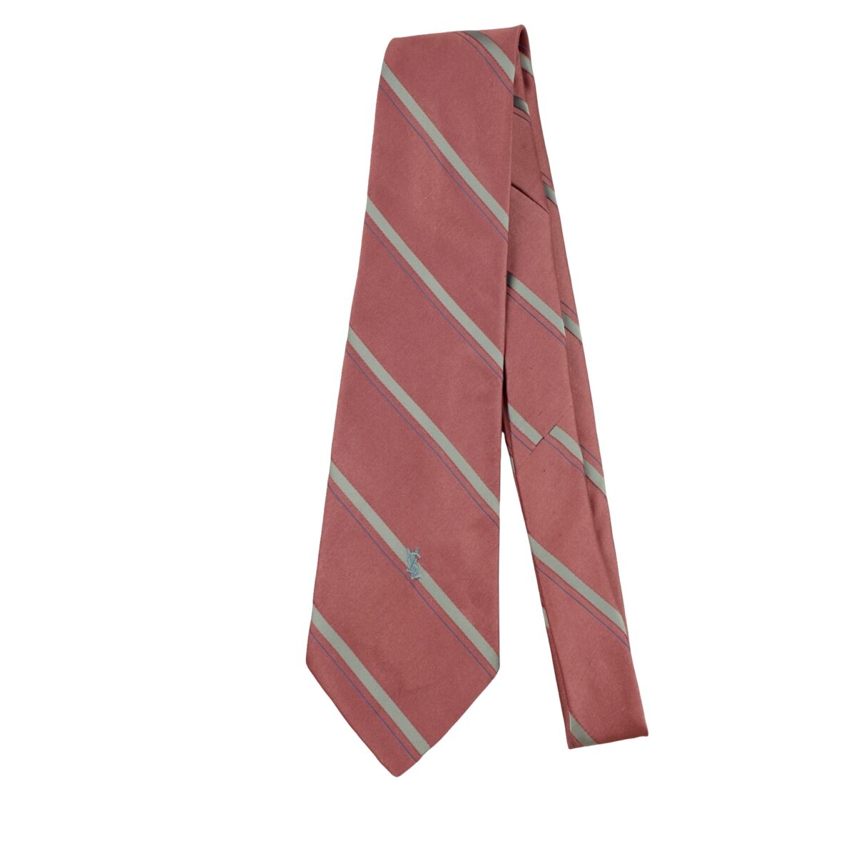 a16353 5 Yves Saint Laurent Tie Silk Light Red Stripe (US Import Tax Included) มุมที่ 5