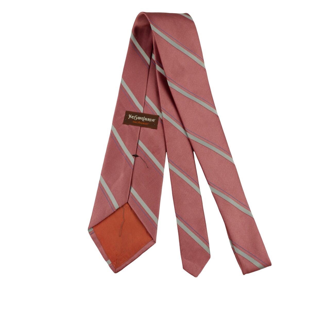 a16353 7 Yves Saint Laurent Tie Silk Light Red Stripe (US Import Tax Included) มุมที่ 7