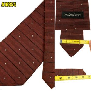 Yves Saint Laurent Tie Silk Brown Geometric Japan (US Import Tax Included) มุมที่ 1
