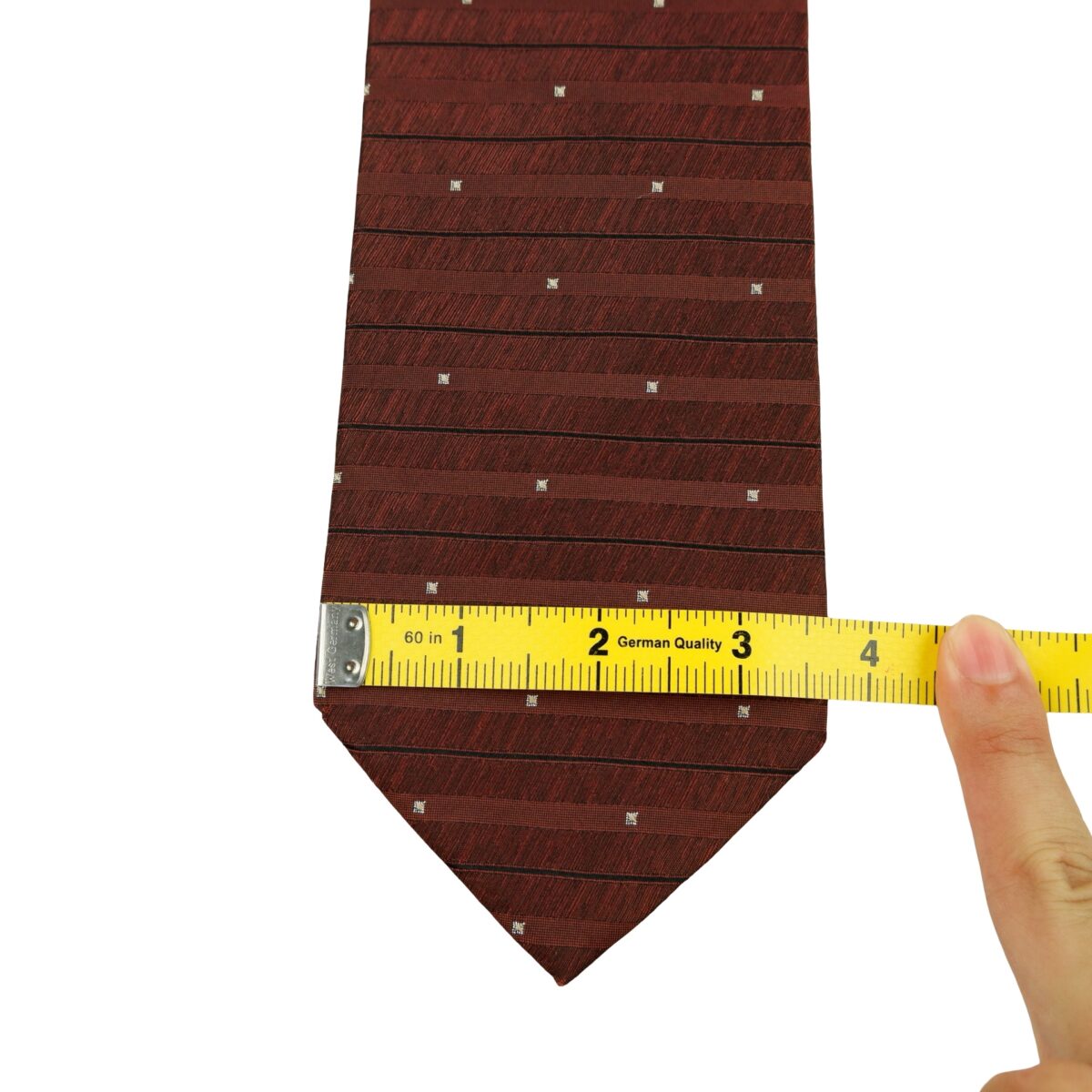 a16354 12 Yves Saint Laurent Tie Silk Brown Geometric Japan (US Import Tax Included) มุมที่ 12