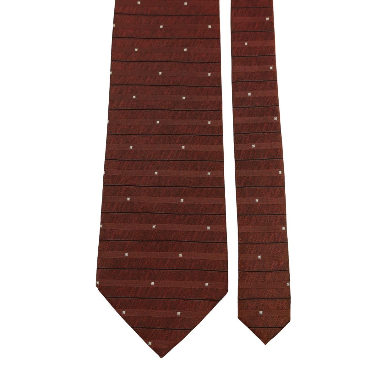 a16354 3 Yves Saint Laurent Tie Silk Brown Geometric Japan (US Import Tax Included) มุมที่ 3