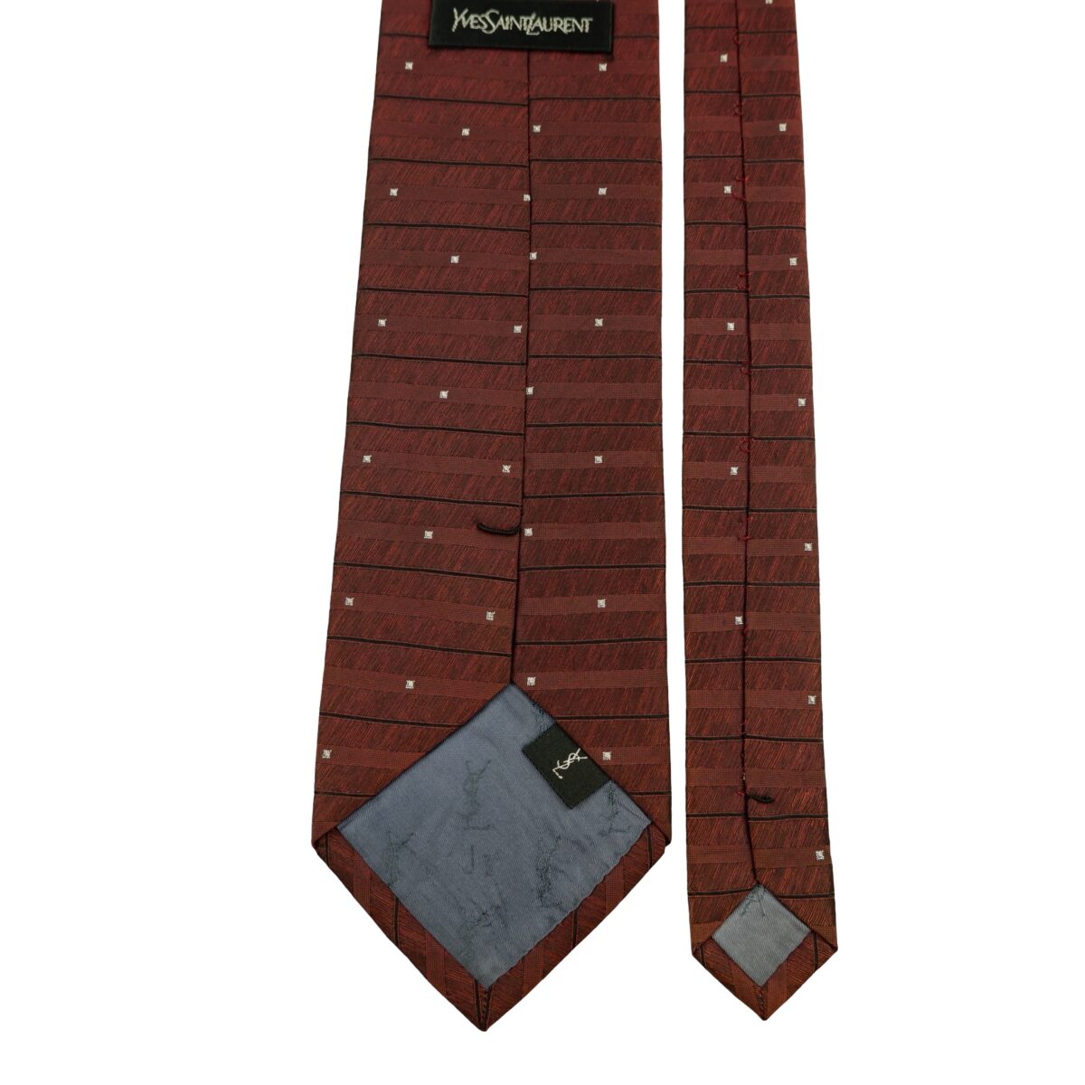 a16354 4 Yves Saint Laurent Tie Silk Brown Geometric Japan (US Import Tax Included) มุมที่ 4
