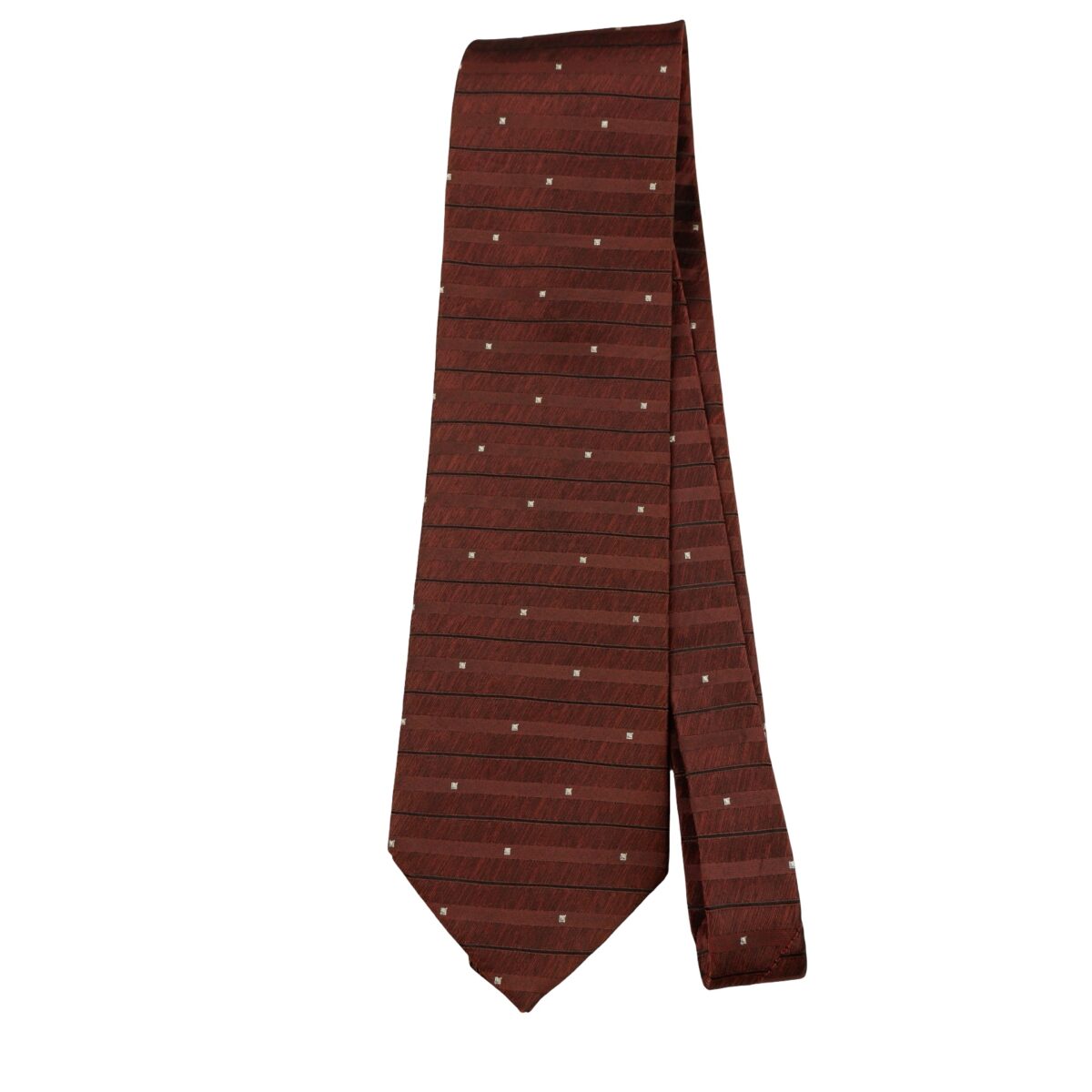 a16354 5 Yves Saint Laurent Tie Silk Brown Geometric Japan (US Import Tax Included) มุมที่ 5