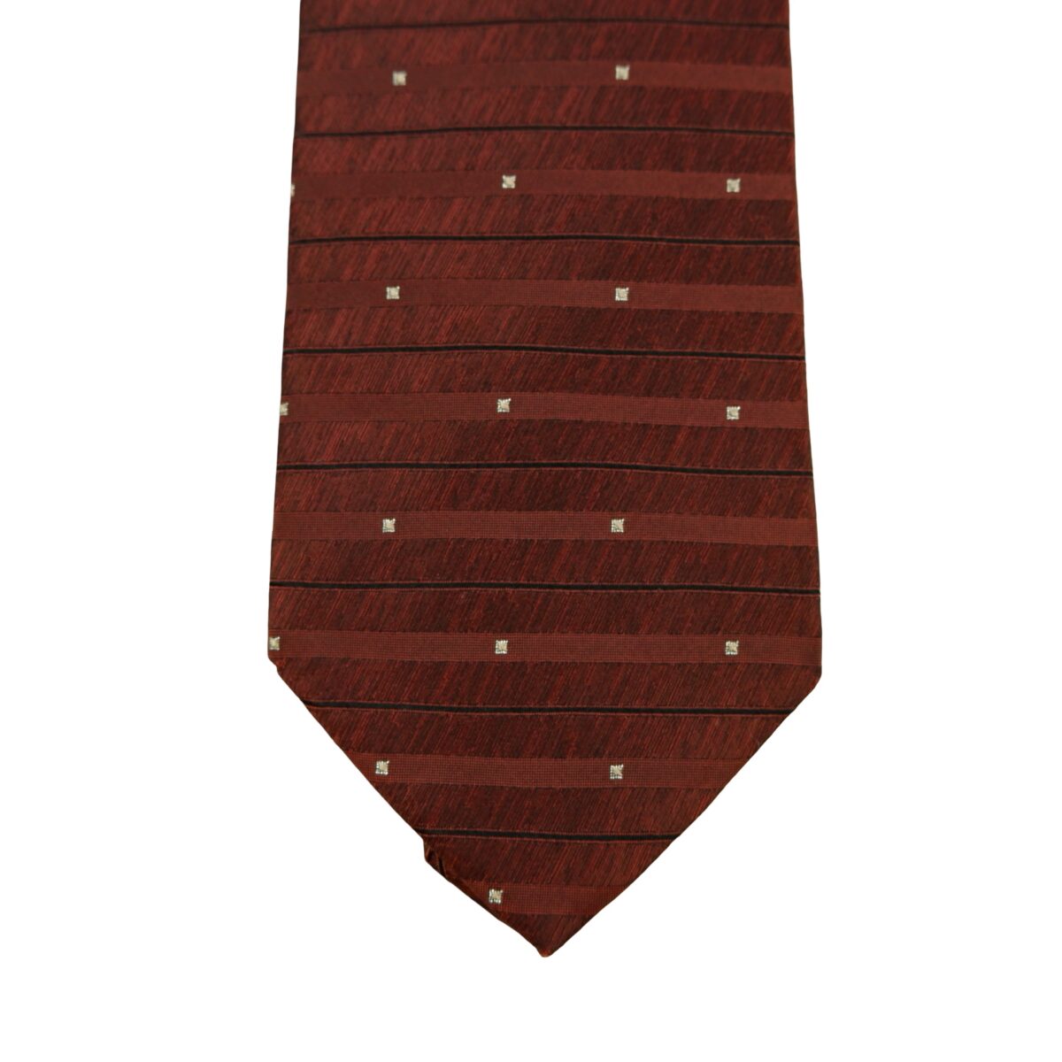 a16354 6 Yves Saint Laurent Tie Silk Brown Geometric Japan (US Import Tax Included) มุมที่ 6