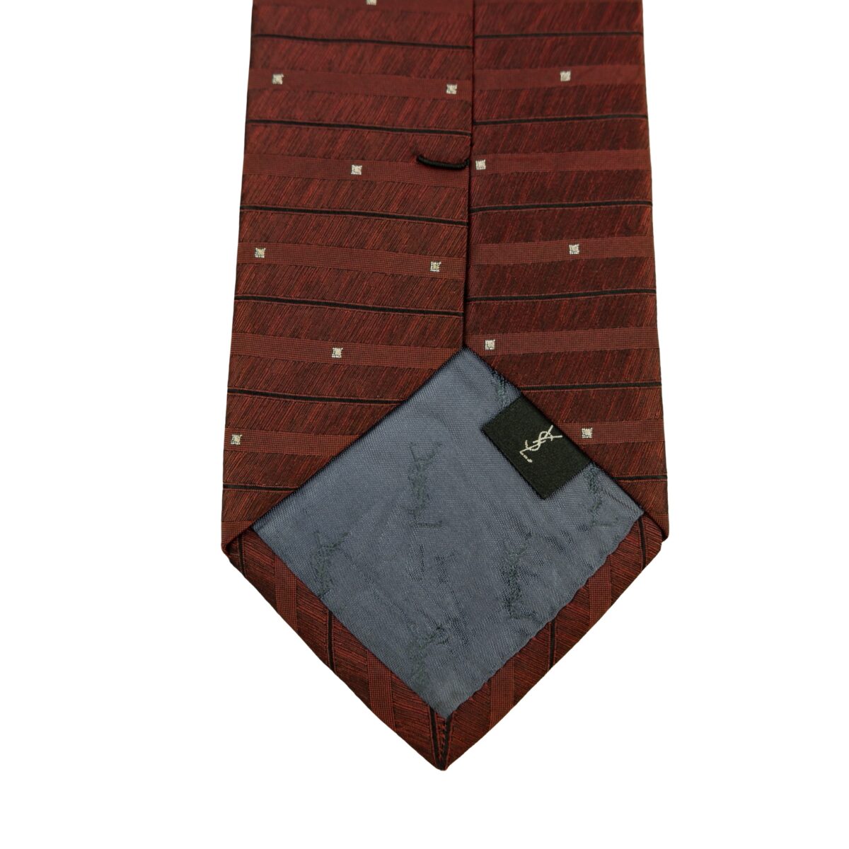 a16354 8 Yves Saint Laurent Tie Silk Brown Geometric Japan (US Import Tax Included) มุมที่ 8