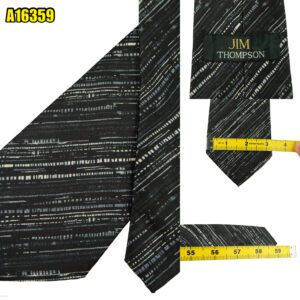 Jim Thompson Tie Silk Black Stripe Thailand (US Import Tax Included) มุมที่ 1