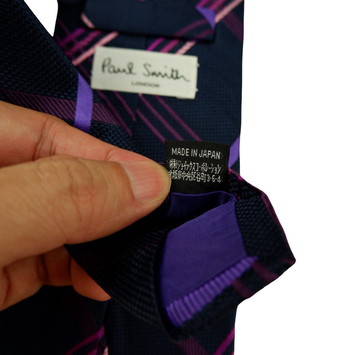 a16360 11 Paul Smith Tie Silk Dark Navy Check England (US Import Tax Included) มุมที่ 11
