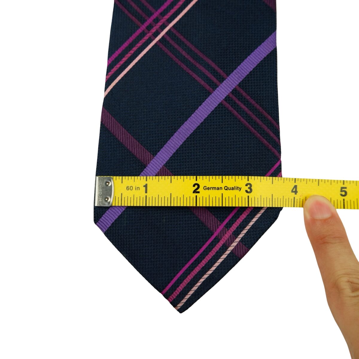 a16360 12 Paul Smith Tie Silk Dark Navy Check England (US Import Tax Included) มุมที่ 12