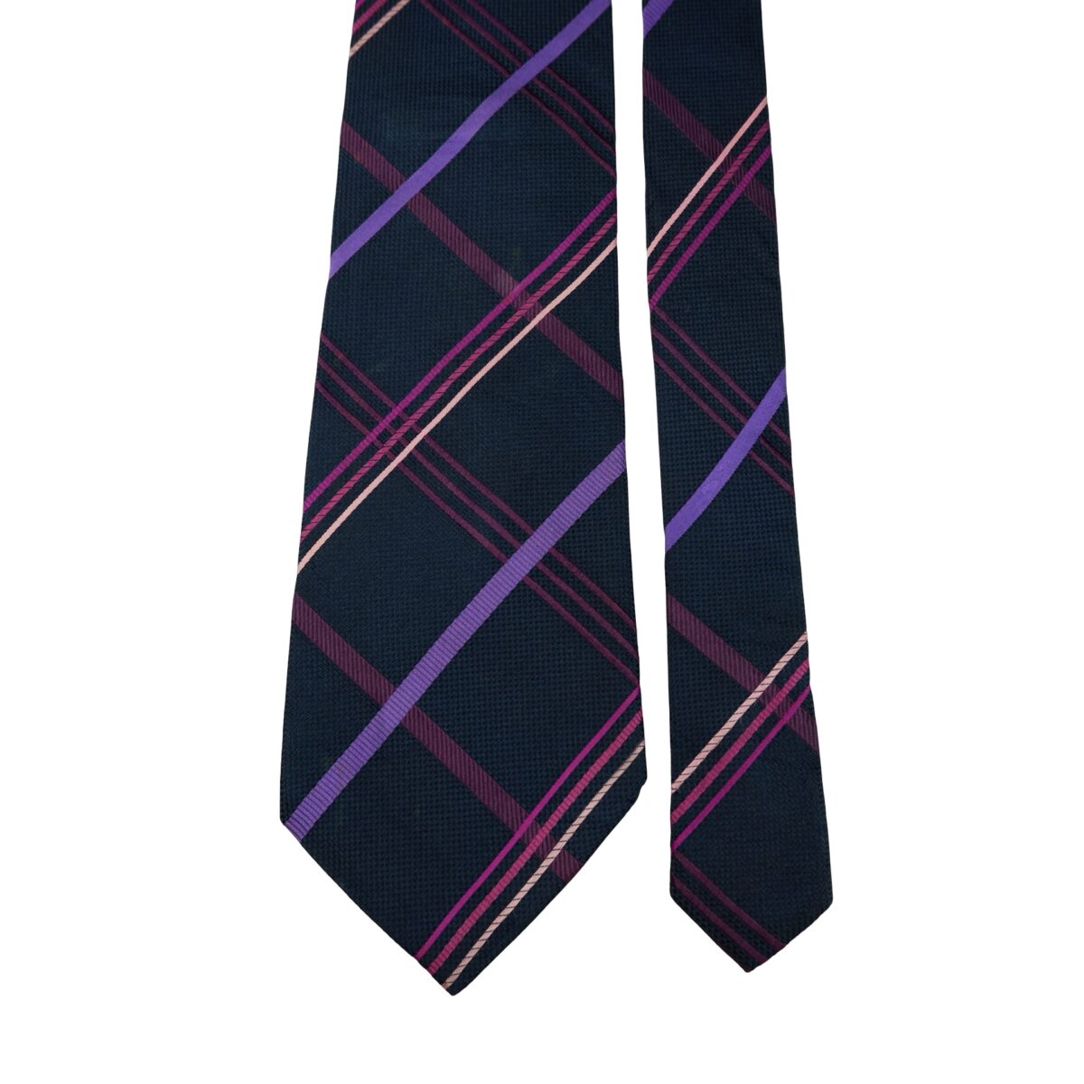 a16360 3 Paul Smith Tie Silk Dark Navy Check England (US Import Tax Included) มุมที่ 3