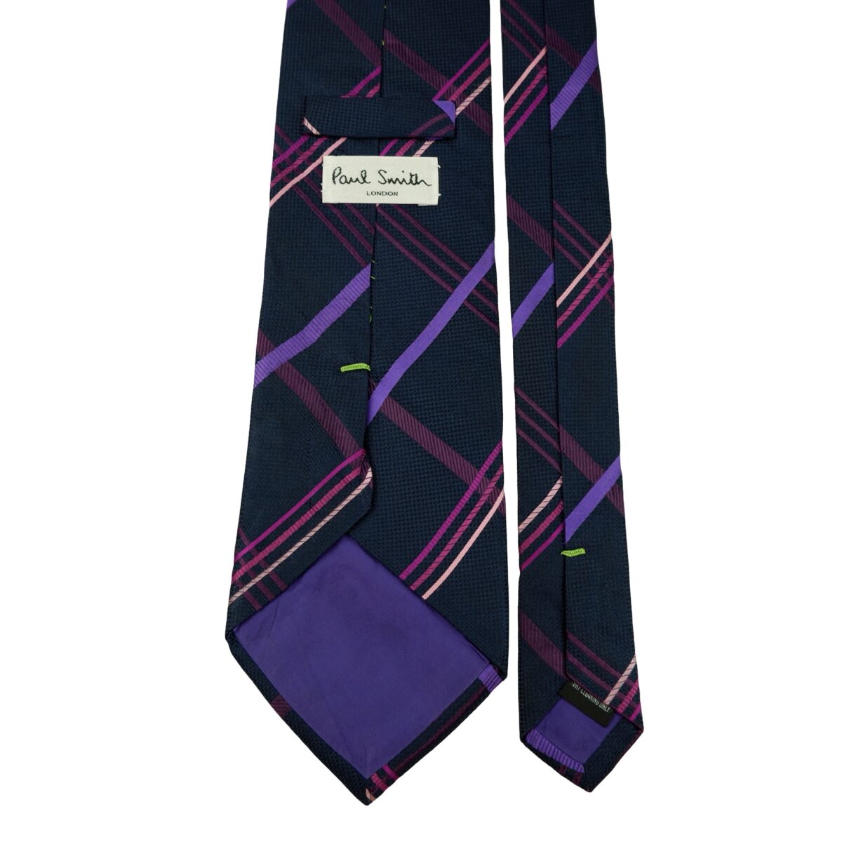 a16360 4 Paul Smith Tie Silk Dark Navy Check England (US Import Tax Included) มุมที่ 4