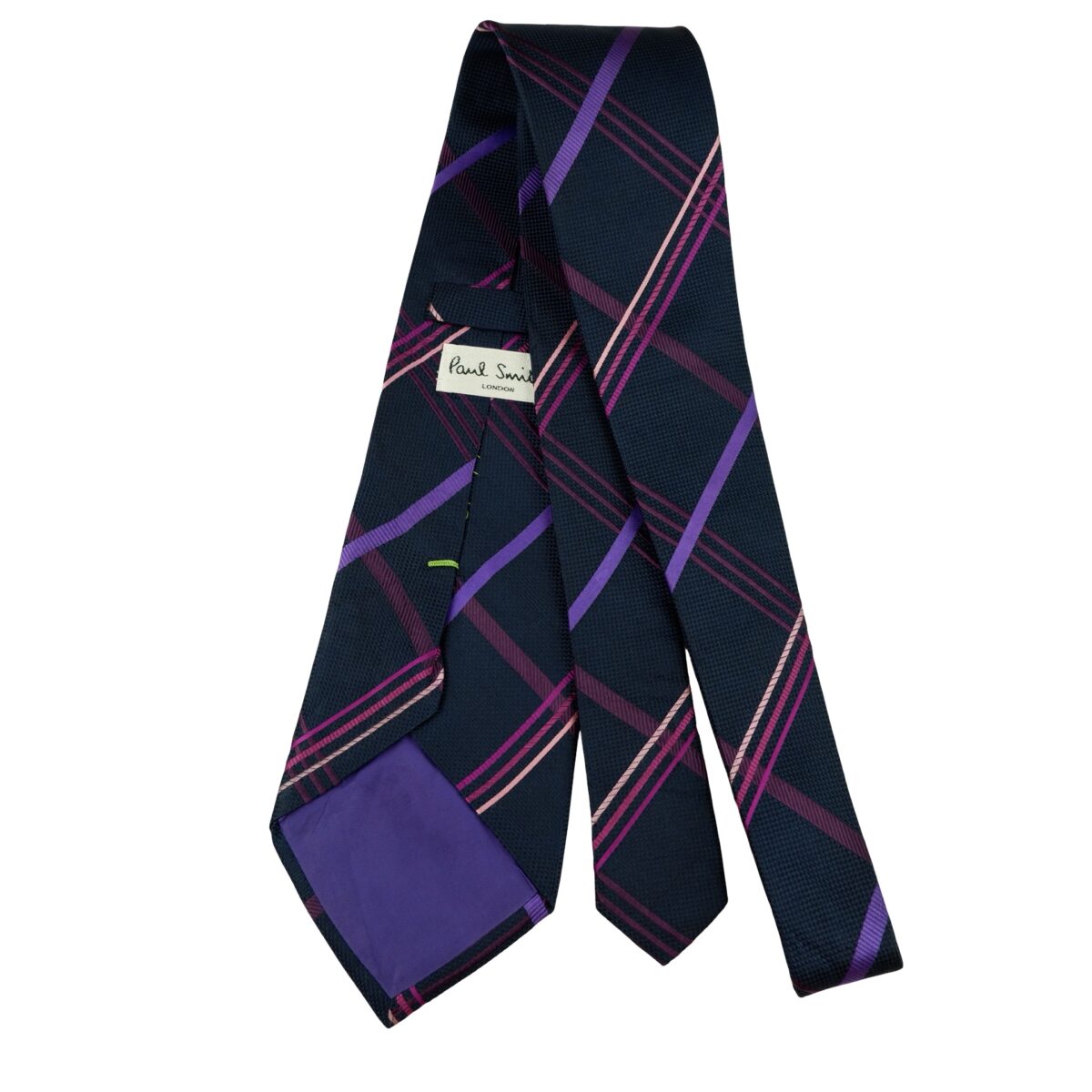 a16360 7 Paul Smith Tie Silk Dark Navy Check England (US Import Tax Included) มุมที่ 7