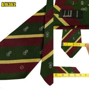 Dunhill Tie Silk Green Brown Beige Stripe Italy (US Import Tax Included) มุมที่ 1