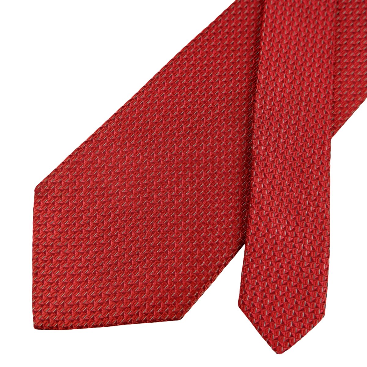 a16363 2 Aquascutum Tie Silk Red Geometric Korea (US Import Tax Included) มุมที่ 2