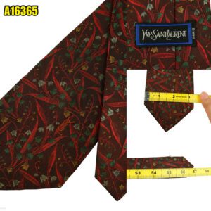 Yves Saint Laurent Tie Silk Maroon Floral Vine Japan (US Import Tax Included) มุมที่ 1
