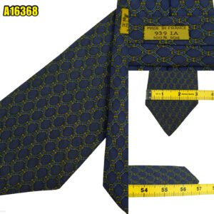 Hermes Tie SIlk Navy Geometric France (US Import Tax Included) มุมที่ 1