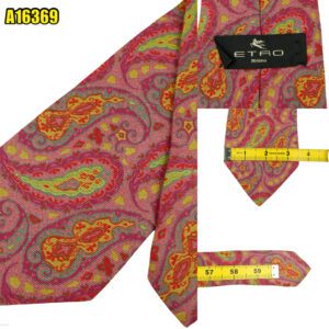 Etro Tie Silk Pink Paisley Italy (US Import Tax Included) มุมที่ 1
