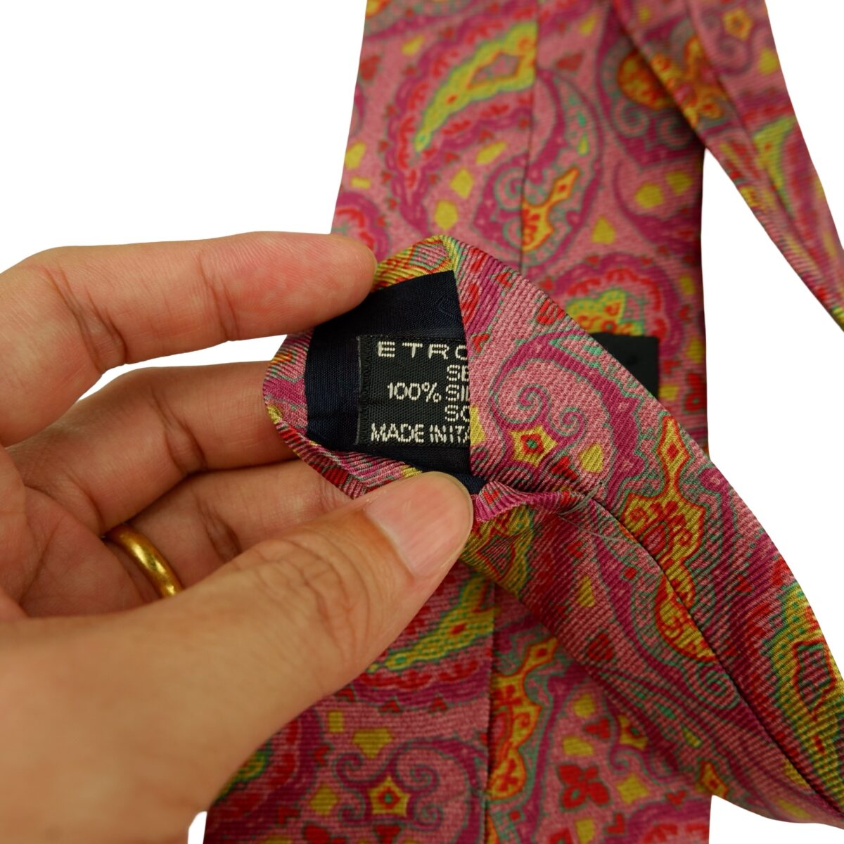 Etro Tie Silk Pink Paisley Italy (US Import Tax Included) | mesabb clothing Etro Tie Silk Pink Paisley Italy (US Import Tax Included) มุมที่ 10