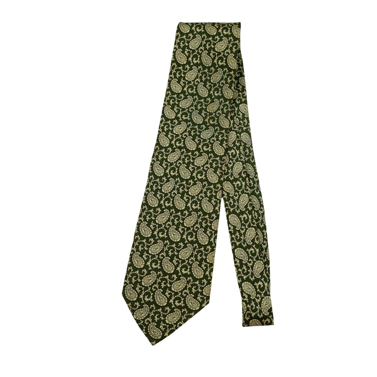 a16371 10 Ermenegildo Zegna Tie Silk Olive Green Paisley Italy (US Import Tax Included) มุมที่ 10