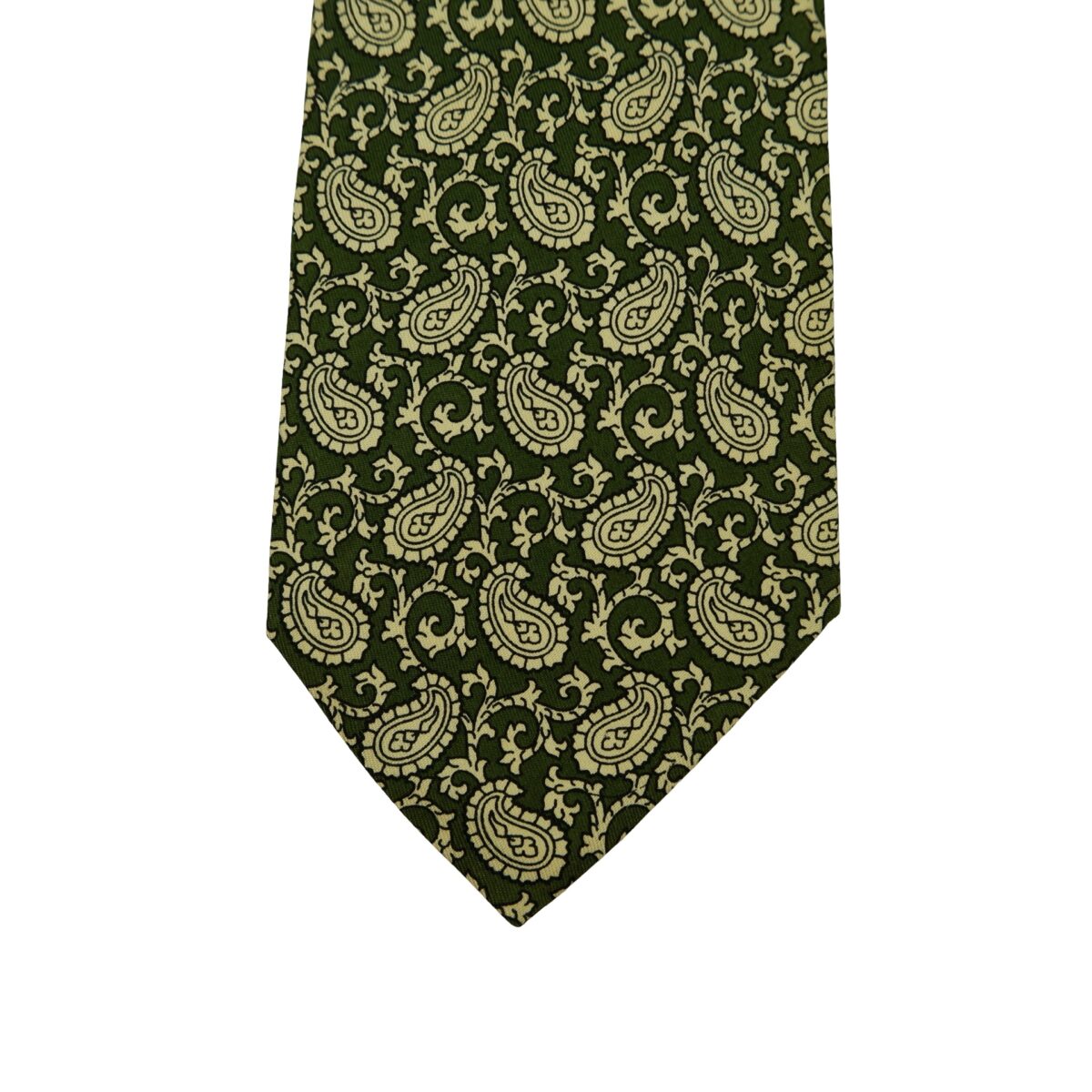 a16371 11 Ermenegildo Zegna Tie Silk Olive Green Paisley Italy (US Import Tax Included) มุมที่ 11