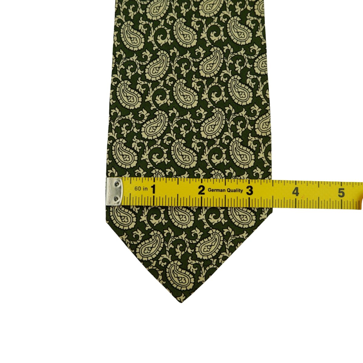 a16371 13 Ermenegildo Zegna Tie Silk Olive Green Paisley Italy (US Import Tax Included) มุมที่ 13