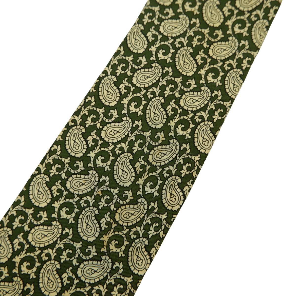 a16371 5 Ermenegildo Zegna Tie Silk Olive Green Paisley Italy (US Import Tax Included) มุมที่ 5