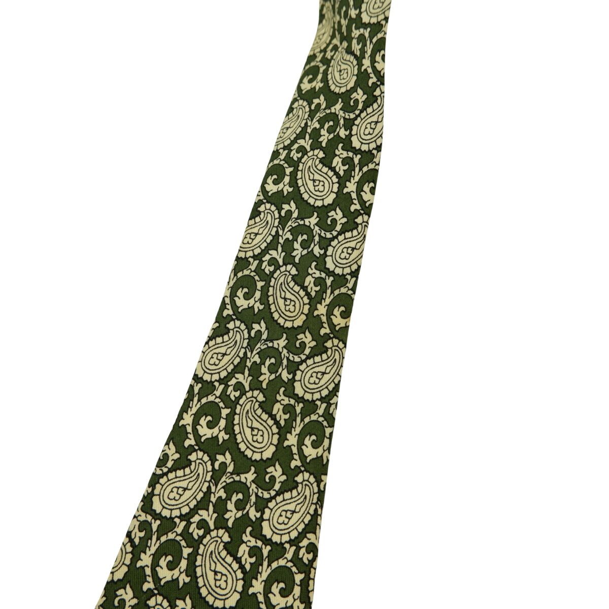 a16371 6 Ermenegildo Zegna Tie Silk Olive Green Paisley Italy (US Import Tax Included) มุมที่ 6