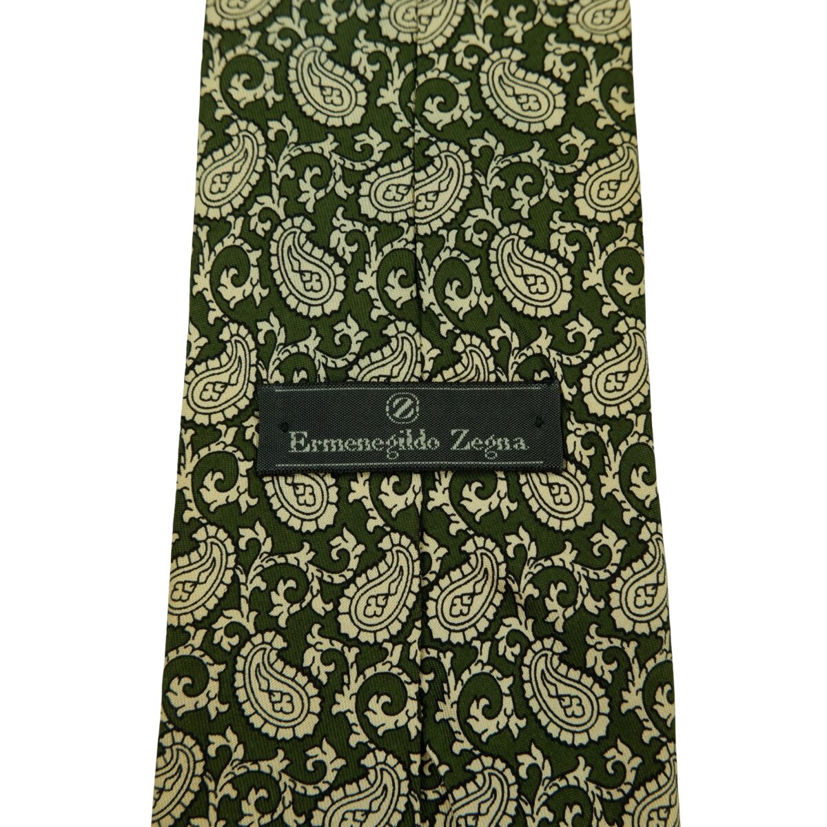 a16371 7 Ermenegildo Zegna Tie Silk Olive Green Paisley Italy (US Import Tax Included) มุมที่ 7