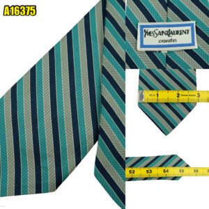 Yves Saint Laurent Tie  Gray Green Navy Stripe  (US Import Tax Included) มุมที่ 1