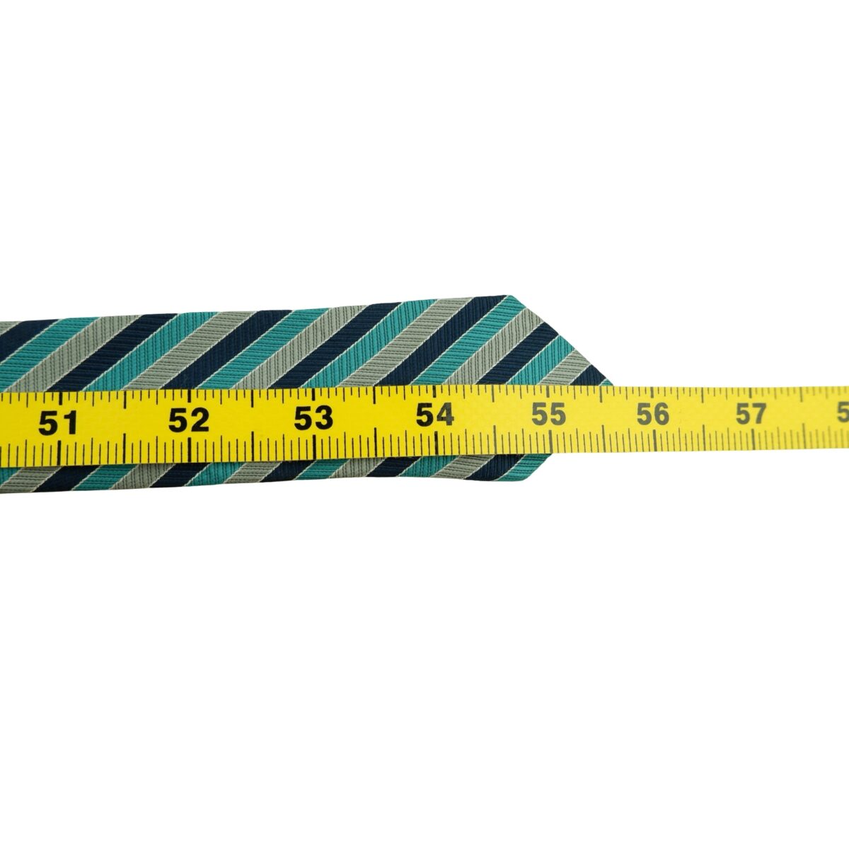 a16375 11 Yves Saint Laurent Tie Gray Green Navy Stripe (US Import Tax Included) มุมที่ 11