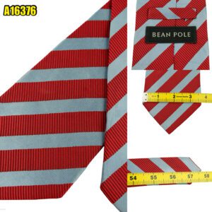 Bean Pole Tie Silk Red Gray Stripe Korea (US Import Tax Included) มุมที่ 1
