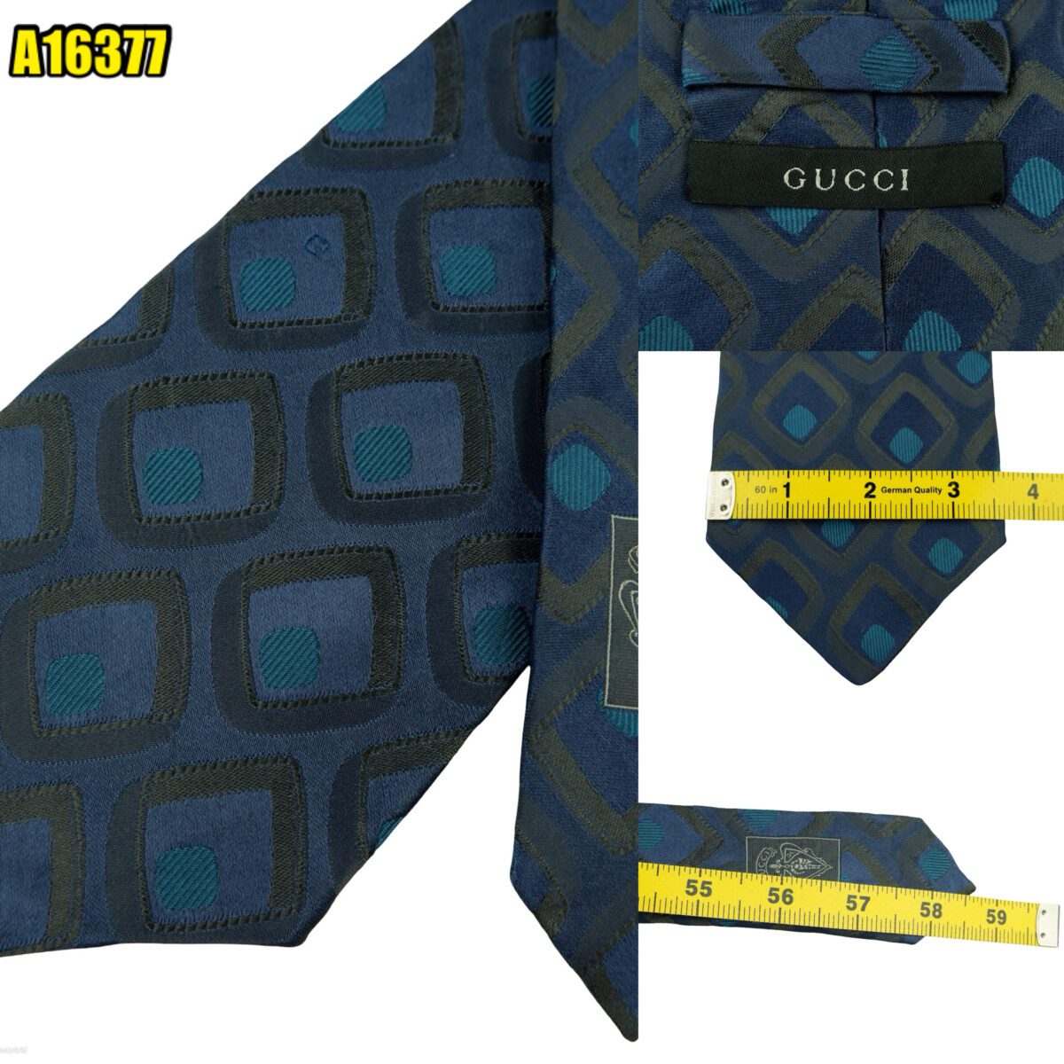 created by photogrid Gucci Tie Silk Navy Geometric Italy (US Import Tax Included) มุมที่ 1