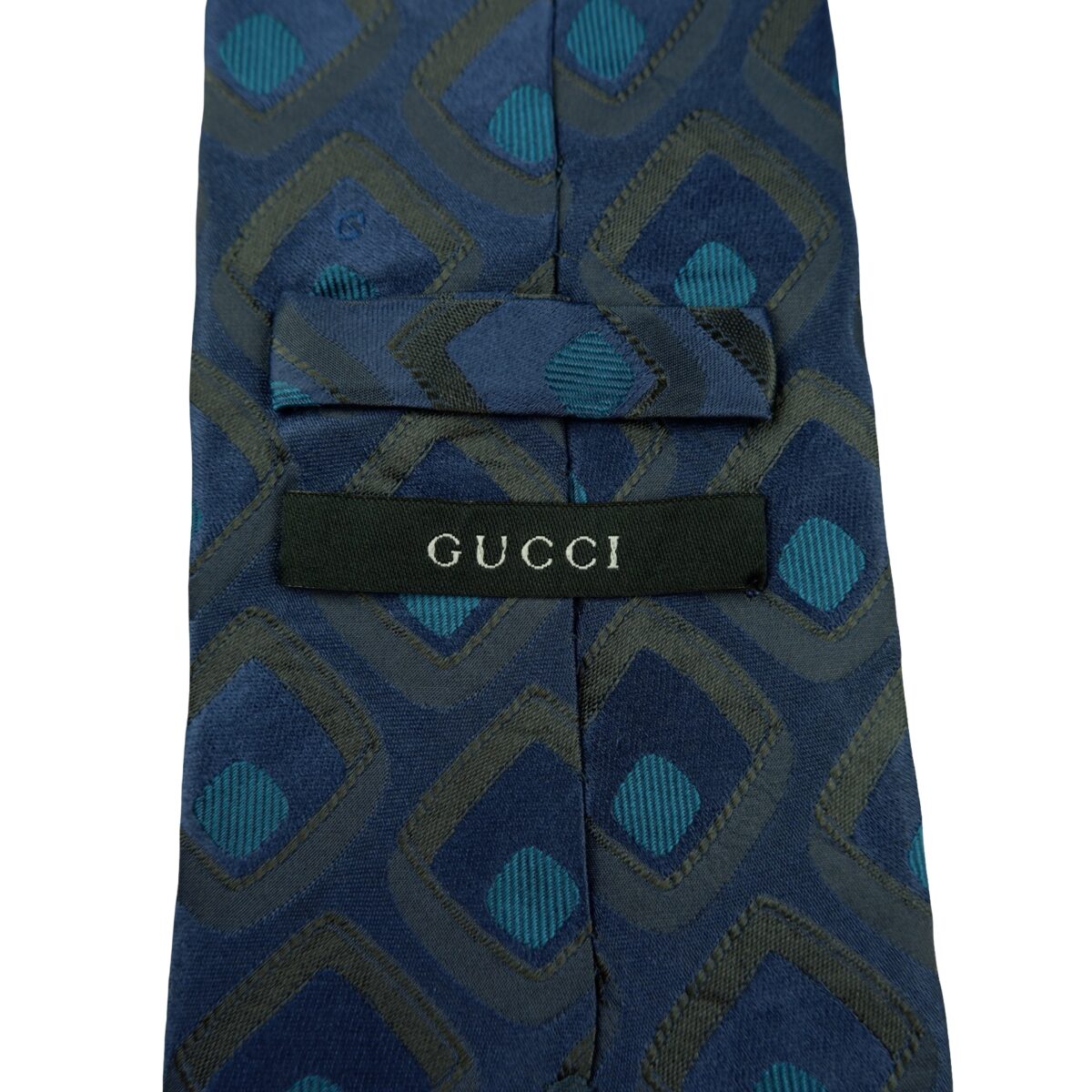 a16377 10 Gucci Tie Silk Navy Geometric Italy (US Import Tax Included) มุมที่ 10